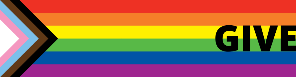 rainbow banner with word "Give"